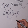 DK signs the wall at Sirius Radio